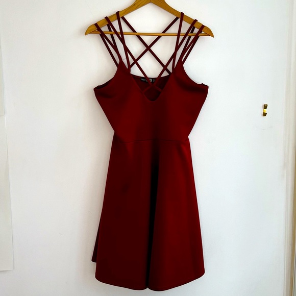 Rich Red Cocktail Strapped Dress - Picture 1 of 3